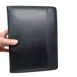 Day Runner Genuine Black Leather Zip Around Organizer Binder Planner Business